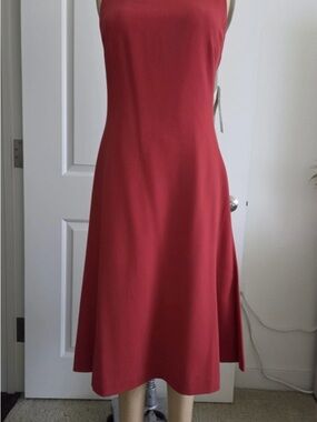 Ralph Lauren Sleeveless Coral-Red Midi Dress